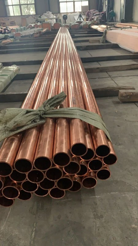Tubo desnudo del calor C101 del cobre de cobre puro recto inconsútil retirado a frío rígido del tubo